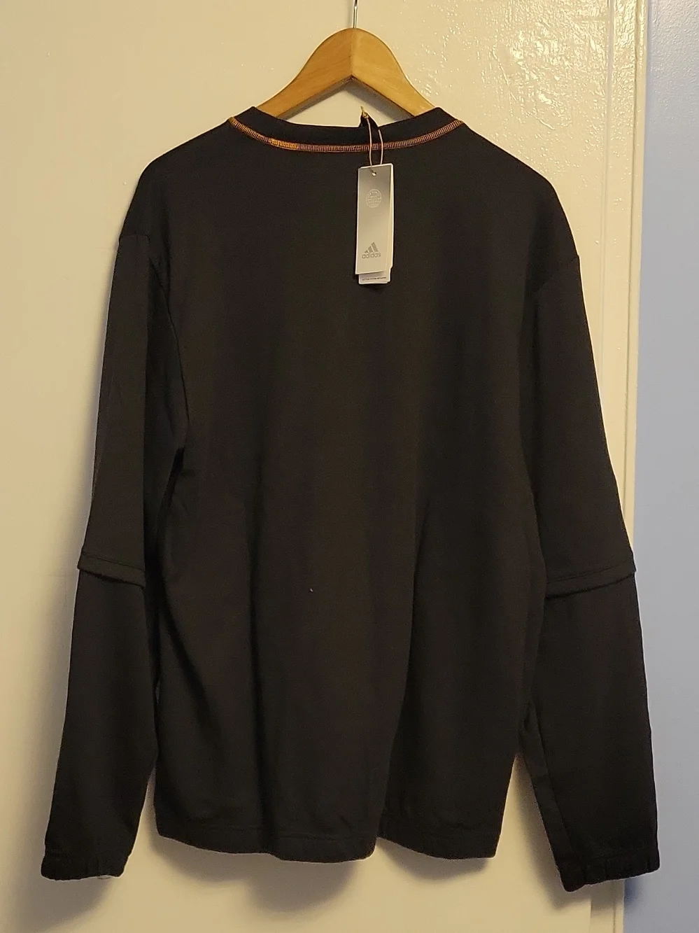 adidas Black Crewneck Sweatshirt with Orange Stitch Accents